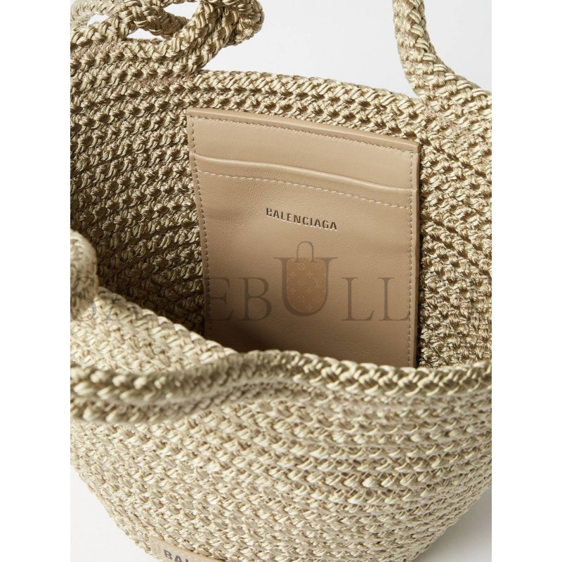 BALENCIAGA NEUTRAL IBIZA WOVEN BASKET BAG MATCHESFASHION US (32*20.5*14cm)