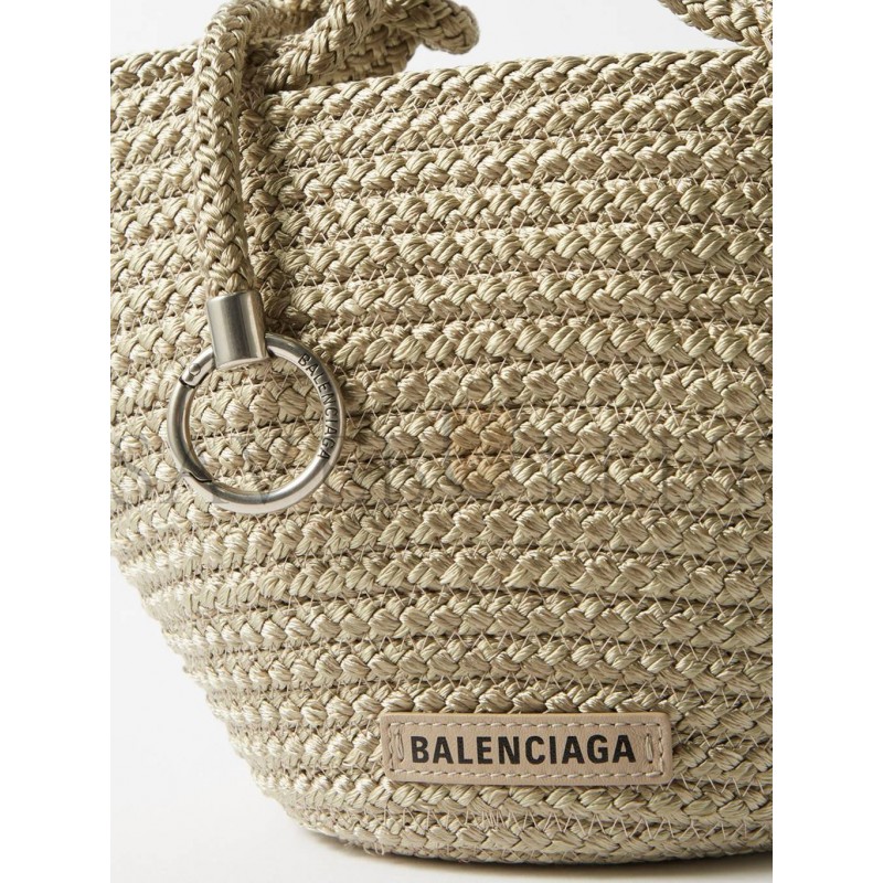 BALENCIAGA NEUTRAL IBIZA WOVEN BASKET BAG MATCHESFASHION US (32*20.5*14cm)