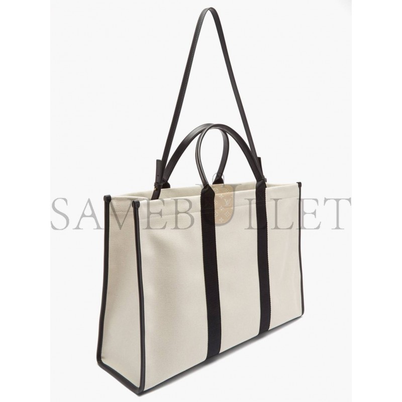 BALENCIAGA NEUTRAL NEO L LEATHER-TRIM CANVAS TOTE BAG MATCHESFASHION US (48.2*32*16cm)