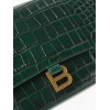 BALENCIAGA GREEN HOURGLASS CROC-EMBOSSED LEATHER POUCH MATCHESFASHION US (27*16cm)