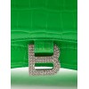 BALENCIAGA GREEN HOURGLASS XS CROCODILE-EFFECT LEATHER BAG  MATCHESFASHION US (19*12.5*8cm)