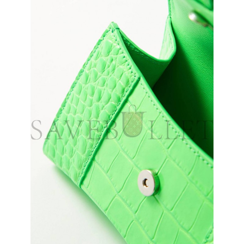 BALENCIAGA GREEN HOURGLASS XS CROCODILE-EFFECT LEATHER BAG  MATCHESFASHION US (19*12.5*8cm)