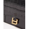 BALENCIAGA BLACK HOURGLASS CROCODILE-EFFECT LEATHER CLUTCH BAG  MATCHESFASHION US (27*16*2cm)