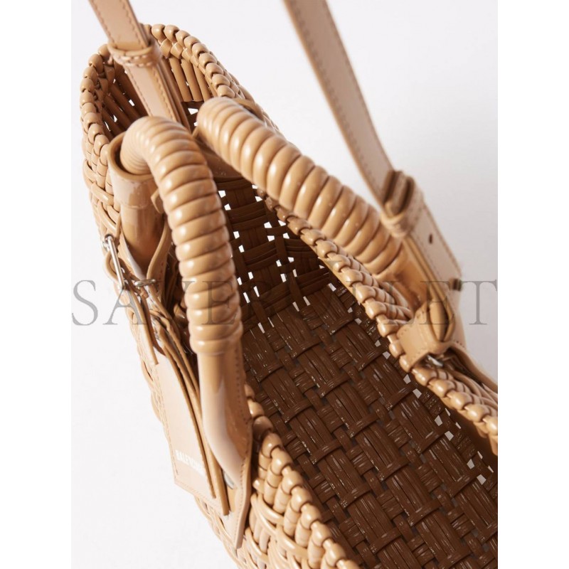 BALENCIAGA BEIGE BISTRO XS WOVEN FAUX-LEATHER BASKET BAG  MATCHESFASHION US (35.5*21*11cm)