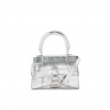 BALENCIAGA SILVER HOURGLASS MINI CROCODILE-EFFECT LEATHER BAG MATCHESFASHION US (11.6*7.8*4.5cm)