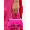 BALENCIAGA PINK HOURGLASS XS CROCODILE-EFFECT LEATHER BAG MATCHESFASHION US (19.5*12*5cm)