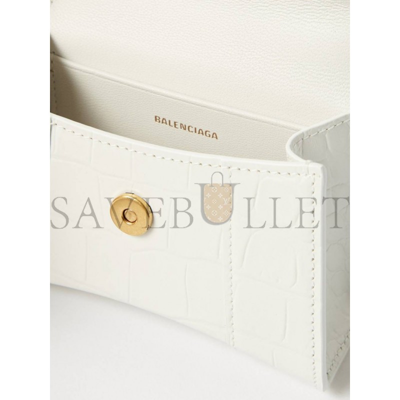 BALENCIAGA WHITE HOURGLASS MINI CROCODILE-EFFECT CROSS-BODY BAG MATCHESFASHION US (12*8*4.6cm)