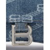 BALENCIAGA BLUE HOURGLASS MONOGRAMMED DENIM BAG MATCHESFASHION US (22.5*13.4*9.5cm)