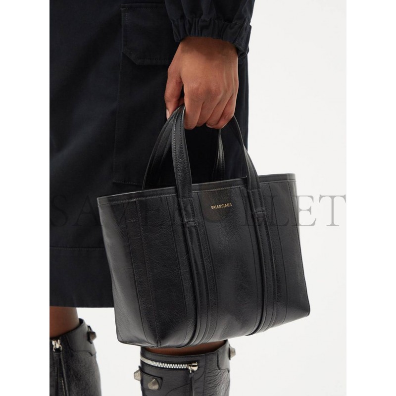 BALENCIAGA BLACK BARBES S CRINKLED-LEATHER TOTE MATCHESFASHION US (23.5*20*10cm)