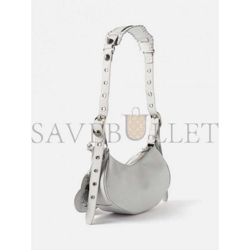 BALENCIAGA SILVER LE CAGOLE XS METALLIC-CANVAS SHOULDER BAG MATCHESFASHION US (25.4*12.7*7.3cm)