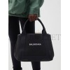 BALENCIAGA BLACK CABAS S LOGO-PRINT LEATHER-TRIM CANVAS TOTE BAG  MATCHESFASHION US (35*25*19cm)