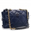 CHANEL GOATSKIN QUILTED MAXI CHANEL 19 FLAP BLUE GOLD HARDWARE (36*24*10cm)