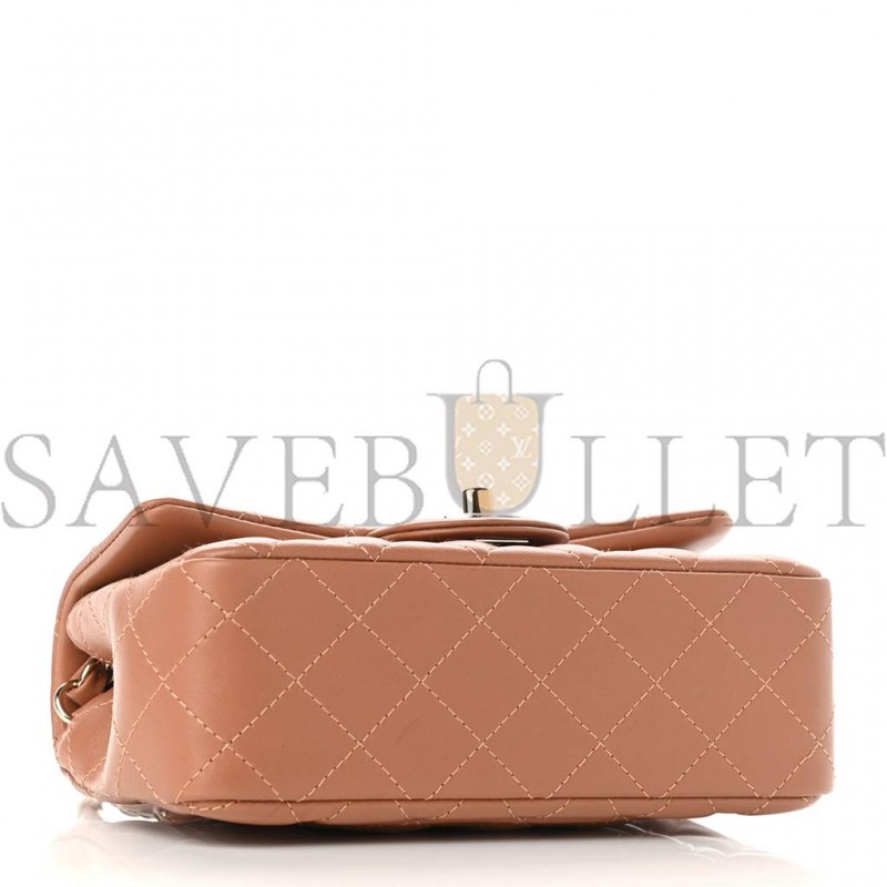 CHANEL LAMBSKIN QUILTED MINI RECTANGULAR FLAP BROWN ROSE GOLD HARDWARE (19*11*7cm) CHANEL LAMBSKIN QUILTED MINI RECTANGULAR FLAP BROWN ROSE GOLD HARDWARE (19*11*7cm)
