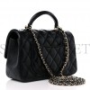 CHANEL LAMBSKIN QUILTED MINI TOP HANDLE RECTANGULAR FLAP BLACK ROSE GOLD HARDWARE0 (20*13*6cm) CHANEL LAMBSKIN QUILTED MINI TOP HANDLE RECTANGULAR FLAP BLACK ROSE GOLD HARDWARE0 (20*13*6cm)