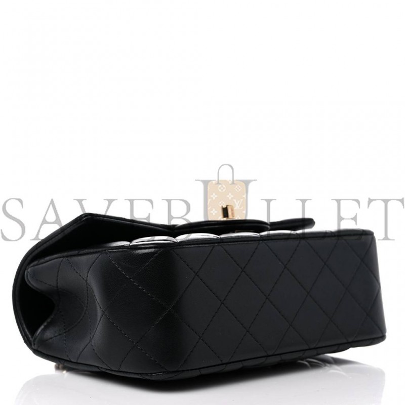 CHANEL LAMBSKIN QUILTED MINI TOP HANDLE RECTANGULAR FLAP BLACK ROSE GOLD HARDWARE0 (20*13*6cm) CHANEL LAMBSKIN QUILTED MINI TOP HANDLE RECTANGULAR FLAP BLACK ROSE GOLD HARDWARE0 (20*13*6cm)