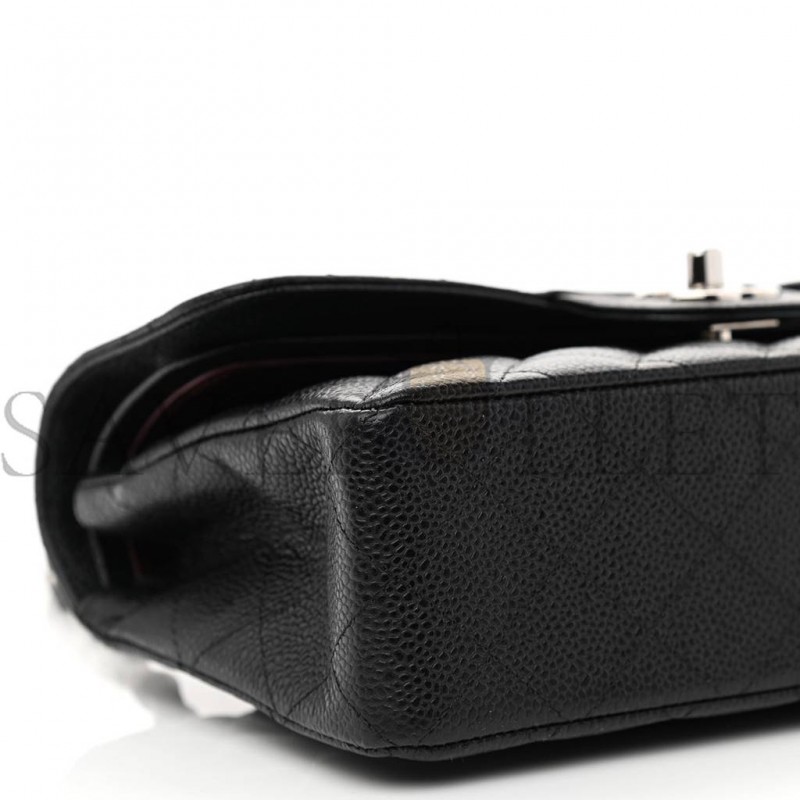 CHANEL CAVIAR QUILTED SMALL DOUBLE FLAP BLACK SILVER HARDWARE (23*14*6cm) CHANEL CAVIAR QUILTED SMALL DOUBLE FLAP BLACK SILVER HARDWARE (23*14*6cm)