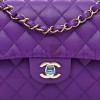 CHANEL CAVIAR QUILTED SMALL DOUBLE FLAP DARK PURPLE ROSE GOLD HARDWARE (23*14*6cm)