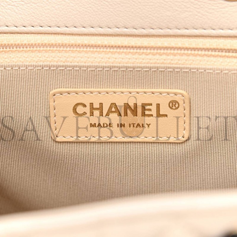 CHANEL GOATSKIN QUILTED DUMA DRAWSTRING BACKPACK BEIGE BLACK WHITE ROSE GOLD HARDWARE (23*22*12cm) CHANEL GOATSKIN QUILTED DUMA DRAWSTRING BACKPACK BEIGE BLACK WHITE ROSE GOLD HARDWARE (23*22*12cm)