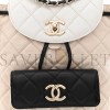 CHANEL GOATSKIN QUILTED DUMA DRAWSTRING BACKPACK BEIGE BLACK WHITE ROSE GOLD HARDWARE (23*22*12cm) CHANEL GOATSKIN QUILTED DUMA DRAWSTRING BACKPACK BEIGE BLACK WHITE ROSE GOLD HARDWARE (23*22*12cm)