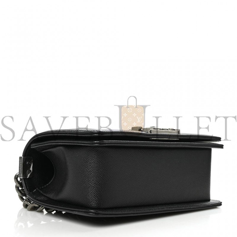 CHANEL CAVIAR QUILTED SMALL BOY FLAP BLACK SILVER HARDWARE (19.7*12.1*7.6cm) CHANEL CAVIAR QUILTED SMALL BOY FLAP BLACK SILVER HARDWARE (19.7*12.1*7.6cm)