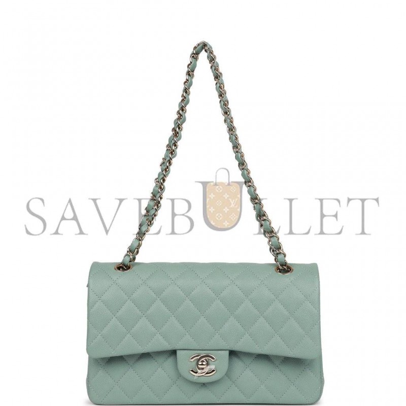 CHANEL MEDIUM CLASSIC DOUBLE FLAP BAG GREEN CAVIAR LIGHT GOLD HARDWARE (25*15*7cm) CHANEL MEDIUM CLASSIC DOUBLE FLAP BAG GREEN CAVIAR LIGHT GOLD HARDWARE (25*15*7cm)