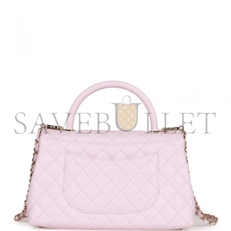 CHANEL MEDIUM COCO HANDLE FLAP BAG LIGHT PINK CAVIAR LIGHT GOLD HARDWARE (29*18*11cm) CHANEL MEDIUM COCO HANDLE FLAP BAG LIGHT PINK CAVIAR LIGHT GOLD HARDWARE (29*18*11cm)