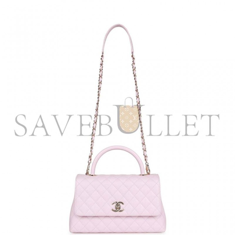 CHANEL MEDIUM COCO HANDLE FLAP BAG LIGHT PINK CAVIAR LIGHT GOLD HARDWARE (29*18*11cm) CHANEL MEDIUM COCO HANDLE FLAP BAG LIGHT PINK CAVIAR LIGHT GOLD HARDWARE (29*18*11cm)