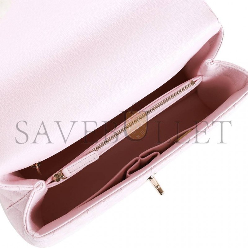CHANEL MEDIUM COCO HANDLE FLAP BAG LIGHT PINK CAVIAR LIGHT GOLD HARDWARE (29*18*11cm) CHANEL MEDIUM COCO HANDLE FLAP BAG LIGHT PINK CAVIAR LIGHT GOLD HARDWARE (29*18*11cm)
