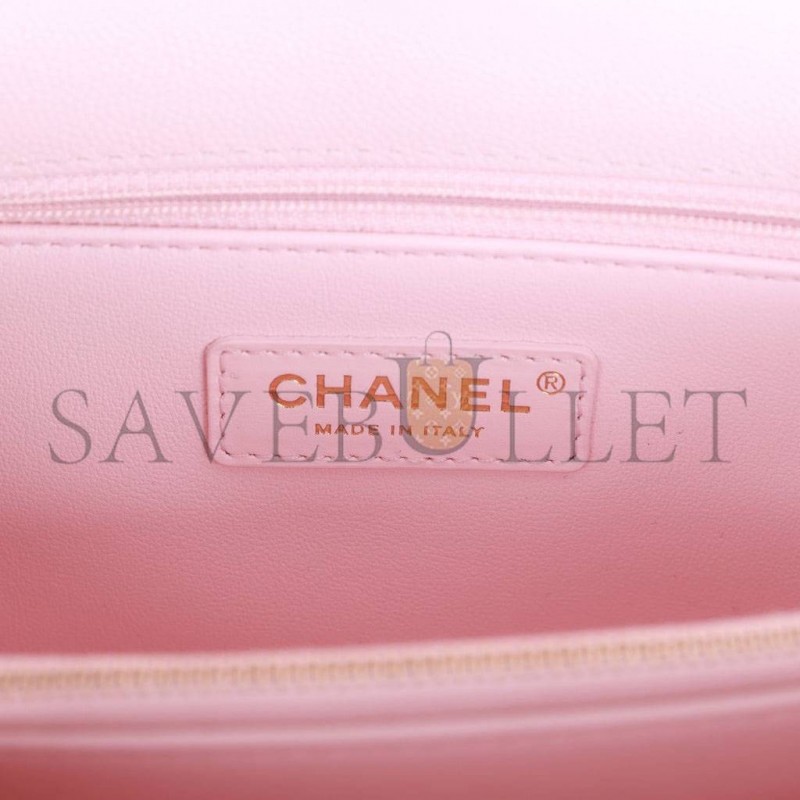 CHANEL MEDIUM COCO HANDLE FLAP BAG LIGHT PINK CAVIAR LIGHT GOLD HARDWARE (29*18*11cm) CHANEL MEDIUM COCO HANDLE FLAP BAG LIGHT PINK CAVIAR LIGHT GOLD HARDWARE (29*18*11cm)