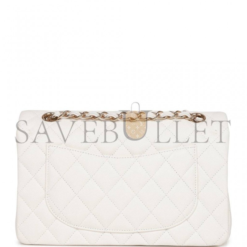 CHANEL SMALL CLASSIC DOUBLE FLAP WHITE CAVIAR GOLD HARDWARE (23*13*6cm) CHANEL SMALL CLASSIC DOUBLE FLAP WHITE CAVIAR GOLD HARDWARE (23*13*6cm)