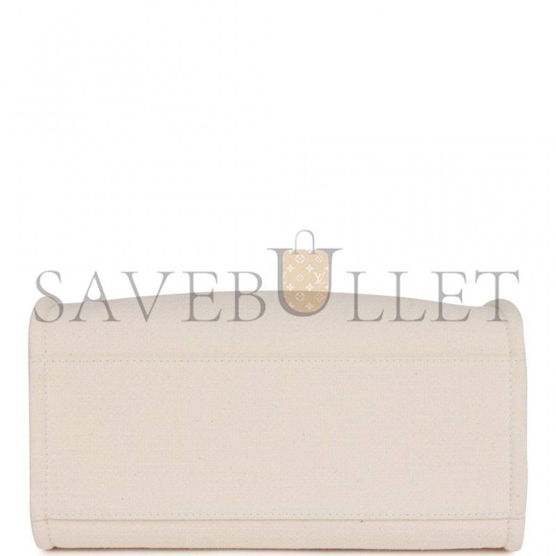 CHANEL SMALL DEAUVILLE SHOPPING BAG WHITE BOUCLE LIGHT GOLD HARDWARE (34*27*15cm)