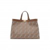 FENDI X-TOTE - BROWN HOUNDSTOOTH WOOL SHOPPER WITH FF EMBROIDERY 8BH374AKRZF1IRG (41*29.5*16cm)