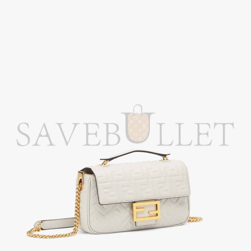 FENDI BAGUETTE CHAIN MIDI - LIGHT GRAY LEATHER BAG 8BR793AH9CF1BZ0 (24*14.5*7cm) FENDI BAGUETTE CHAIN MIDI - LIGHT GRAY LEATHER BAG 8BR793AH9CF1BZ0 (24*14.5*7cm)