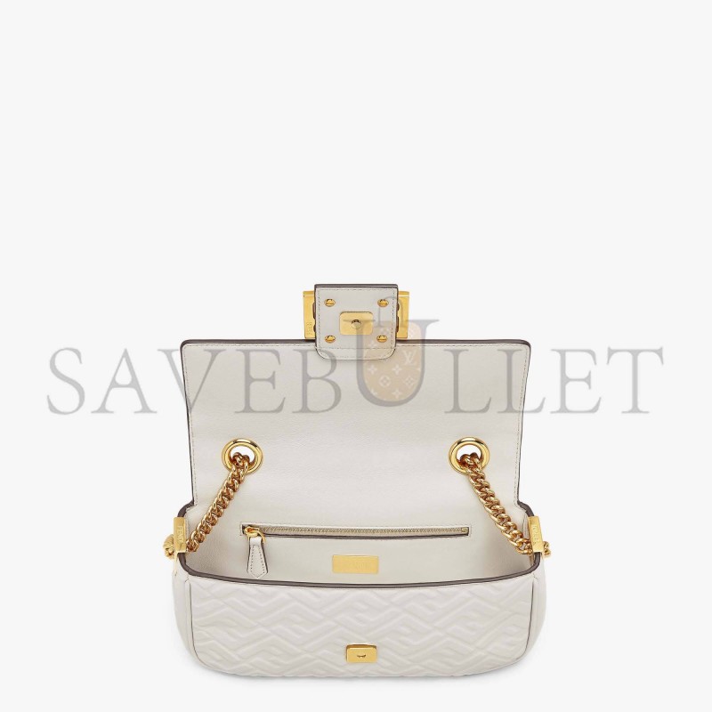 FENDI BAGUETTE CHAIN MIDI - LIGHT GRAY LEATHER BAG 8BR793AH9CF1BZ0 (24*14.5*7cm) FENDI BAGUETTE CHAIN MIDI - LIGHT GRAY LEATHER BAG 8BR793AH9CF1BZ0 (24*14.5*7cm)