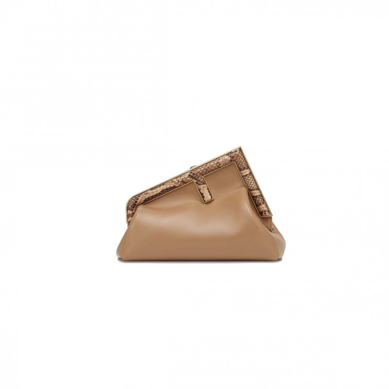 FENDI FIRST SMALL - BEIGE LEATHER BAG WITH EXOTIC DETAILS 8BP129AGWRF1GEM (26*18*9.5cm) FENDI FIRST SMALL - BEIGE LEATHER BAG WITH EXOTIC DETAILS 8BP129AGWRF1GEM (26*18*9.5cm)