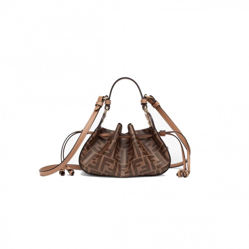 FENDI POMODORINO - BROWN FF FABRIC MINI-BAG 8BS059AHWVF1GE3 (21.5*17*14cm) FENDI POMODORINO - BROWN FF FABRIC MINI-BAG 8BS059AHWVF1GE3 (21.5*17*14cm)
