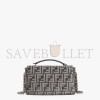 FENDI BAGUETTE CHAIN MIDI - DARK GRAY FF TAPESTRY FABRIC BAG 8BR793ALG7F1HZO (24*14.5*7cm)