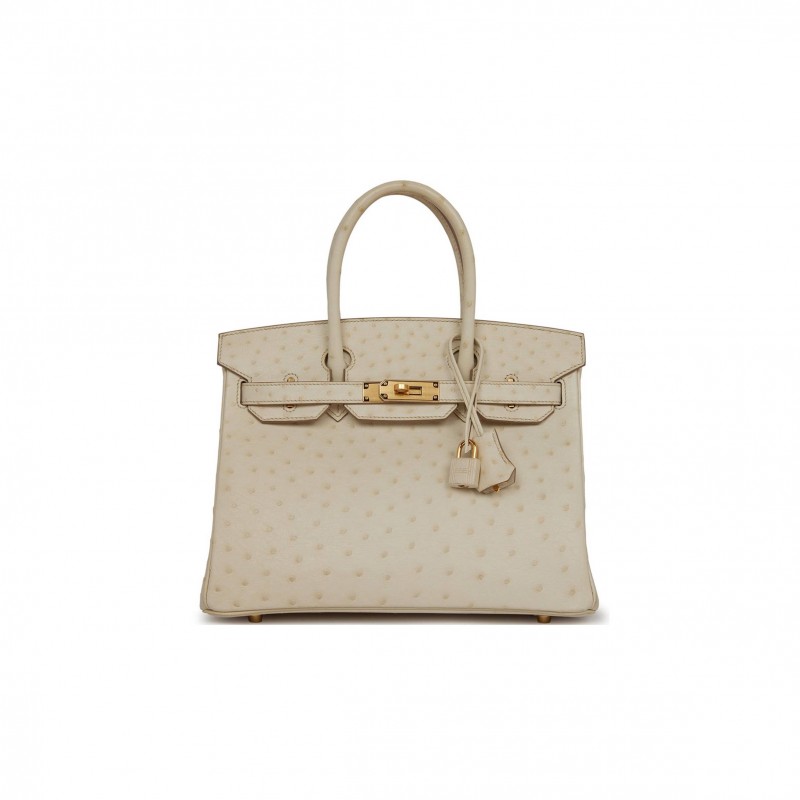 HERMES BIRKIN 30 BETON OSTRICH GOLD HARDWARE (30cm)