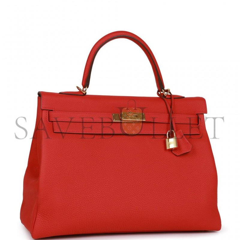HERMES KELLY RETOURNE 35 GERANIUM TOGO GOLD HARDWARE(35*24*12cm) HERMES KELLY RETOURNE 35 GERANIUM TOGO GOLD HARDWARE(35*24*12cm)