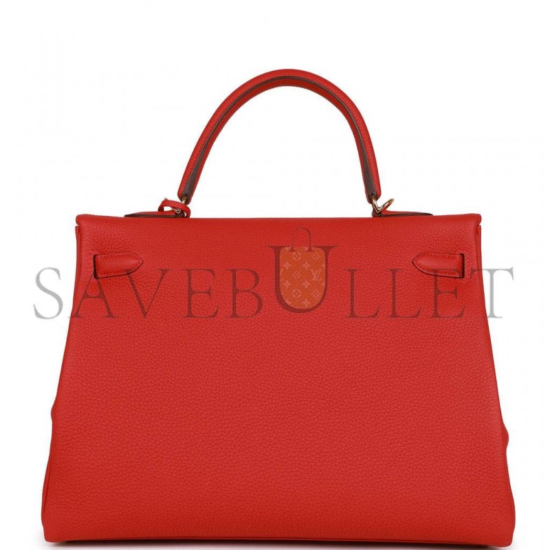 HERMES KELLY RETOURNE 35 GERANIUM TOGO GOLD HARDWARE(35*24*12cm) HERMES KELLY RETOURNE 35 GERANIUM TOGO GOLD HARDWARE(35*24*12cm)