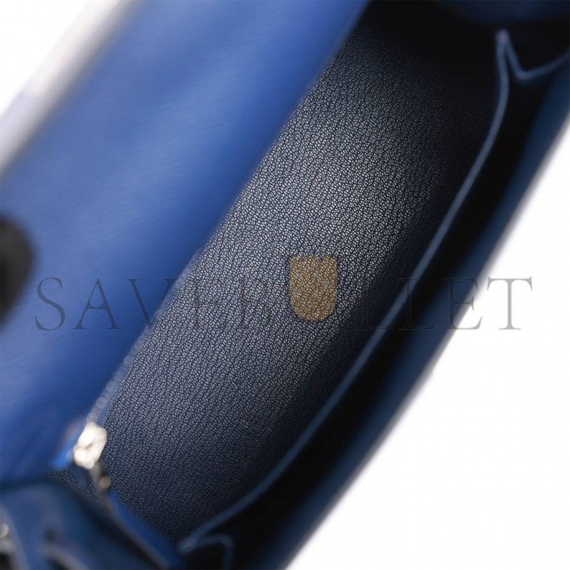 HERMES KELLY SELLIER 25 BLEU SAPHIR EPSOM PALLADIUM HARDWARE   (25*17*7cm)