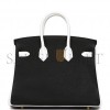 HERMES SPECIAL ORDER (HSS) BIRKIN 25 BLACK AND WHITE CLEMENCE GOLD HARDWARE (25cm)