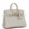 HERMES BIRKIN 25 GRIS PERLE OSTRICH GOLD HARDWARE HANDMADE (25cm) HERMES BIRKIN 25 GRIS PERLE OSTRICH GOLD HARDWARE HANDMADE (25cm)