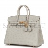 HERMES BIRKIN 25 GRIS PERLE OSTRICH GOLD HARDWARE HANDMADE (25cm) HERMES BIRKIN 25 GRIS PERLE OSTRICH GOLD HARDWARE HANDMADE (25cm)