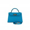 HERMES MINI KELLY SELLIER 20 BLEU FRIDA CHEVRE GOLD HARDWARE (19*12*5.5cm)