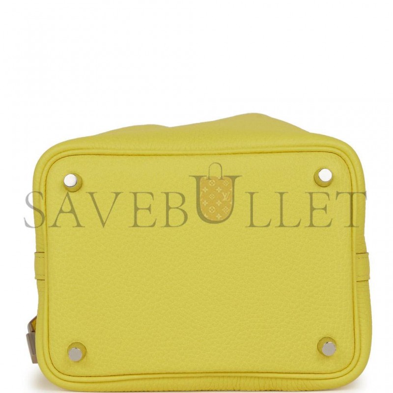 HERMES PICOTIN LOCK 18 LIME CLEMENCE PALLADIUM HARDWARE (18*13*18cm) HERMES PICOTIN LOCK 18 LIME CLEMENCE PALLADIUM HARDWARE (18*13*18cm)