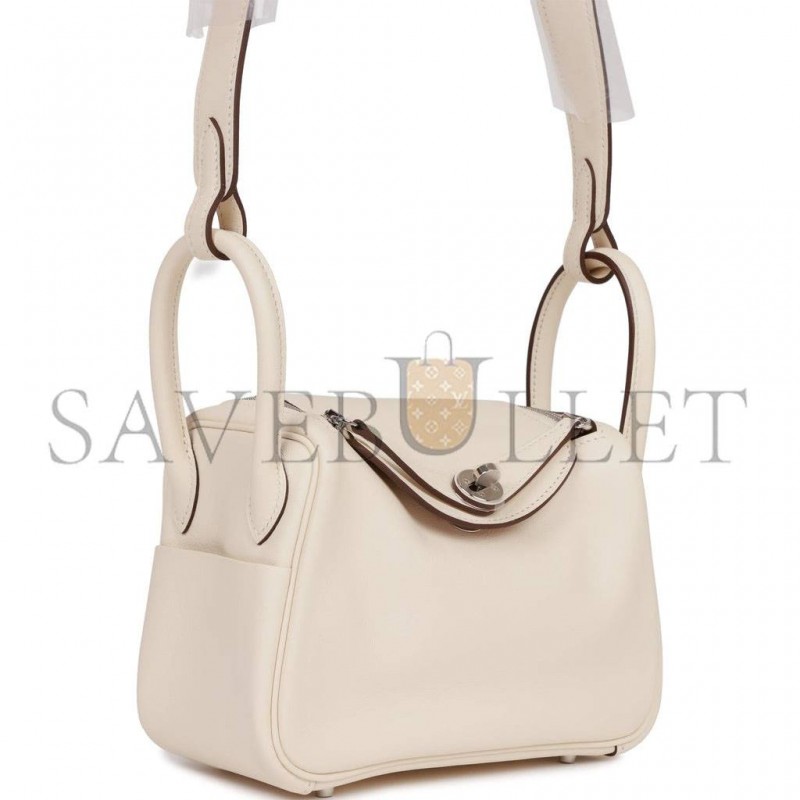 HERMES MINI LINDY NATA VERSO SWIFT PALLADIUM HARDWARE (19*12.5*9) HERMES MINI LINDY NATA VERSO SWIFT PALLADIUM HARDWARE (19*12.5*9)