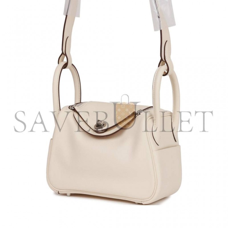 HERMES MINI LINDY NATA VERSO SWIFT PALLADIUM HARDWARE (19*12.5*9) HERMES MINI LINDY NATA VERSO SWIFT PALLADIUM HARDWARE (19*12.5*9)