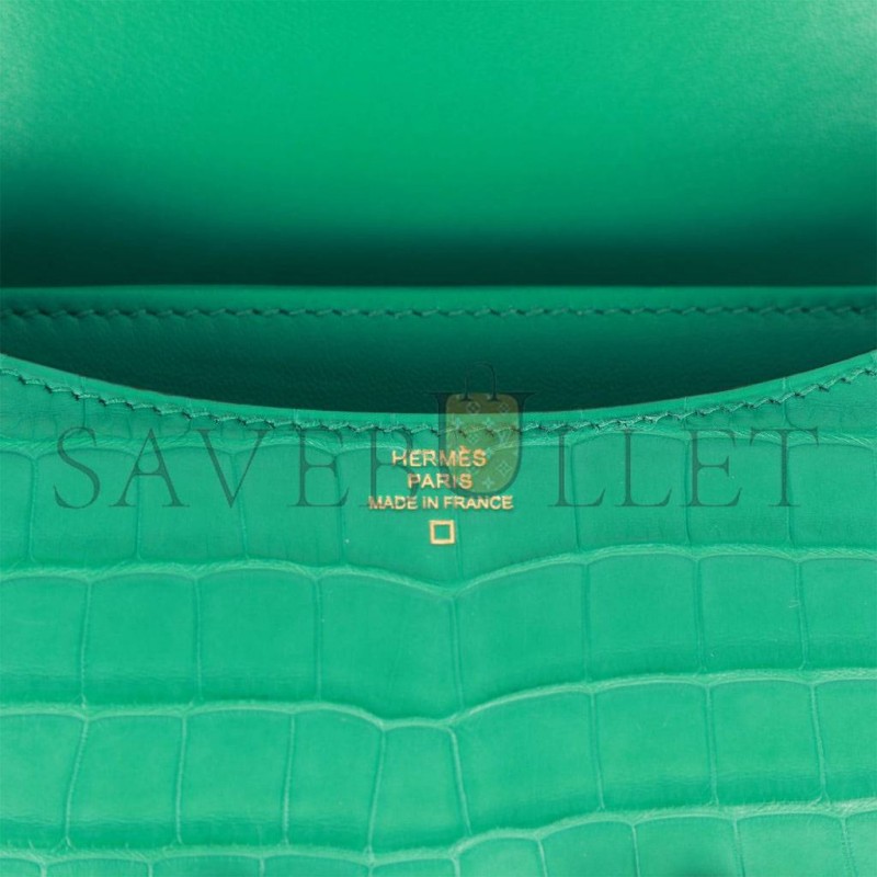 HERMES CONSTANCE 18 VERT JADE MATTE ALLIGATOR GOLD HARDWARE 39821013450846 (18cm)