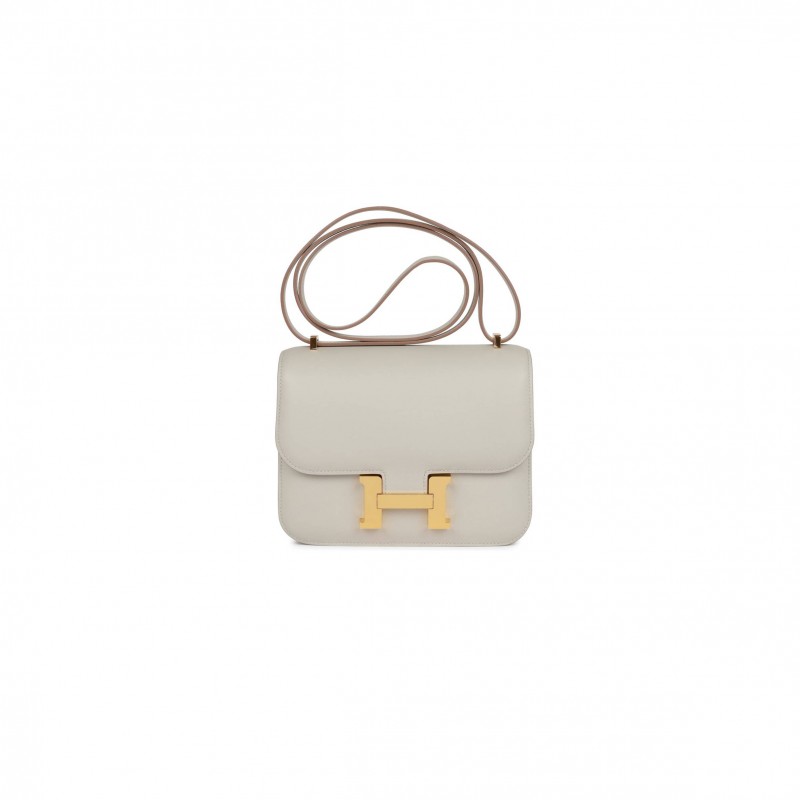 HERMES CONSTANCE 18 GRIS PERLE SWIFT GOLD HARDWARE (18cm)